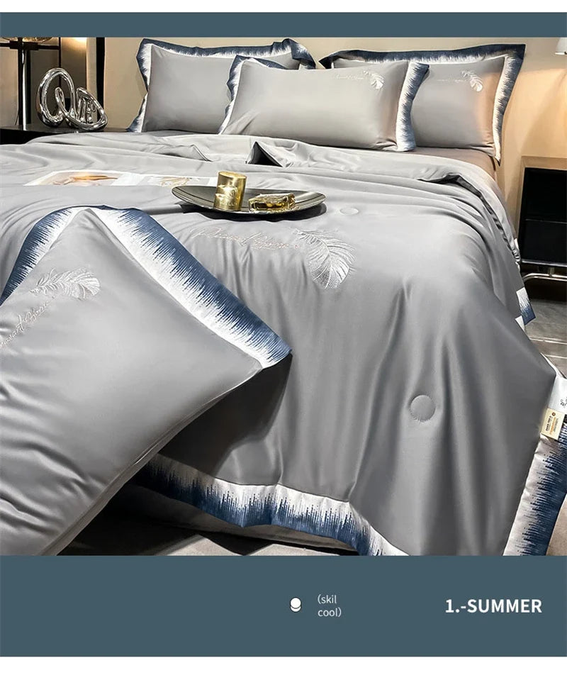 Feather embroidered summer blanket from 𝕄𝕔 𝕋𝕙𝕖 𝔹𝕝𝕒𝕔𝕜 𝔻𝕚𝕒𝕞𝕠𝕟�
