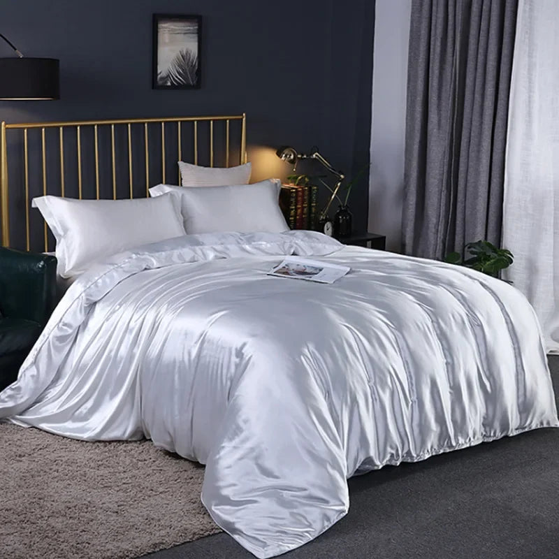 Soft silky textured comforter cover from MC The Black Diamonds, part of a bedsheets cover set, shown with smooth fabric and subtle shine.