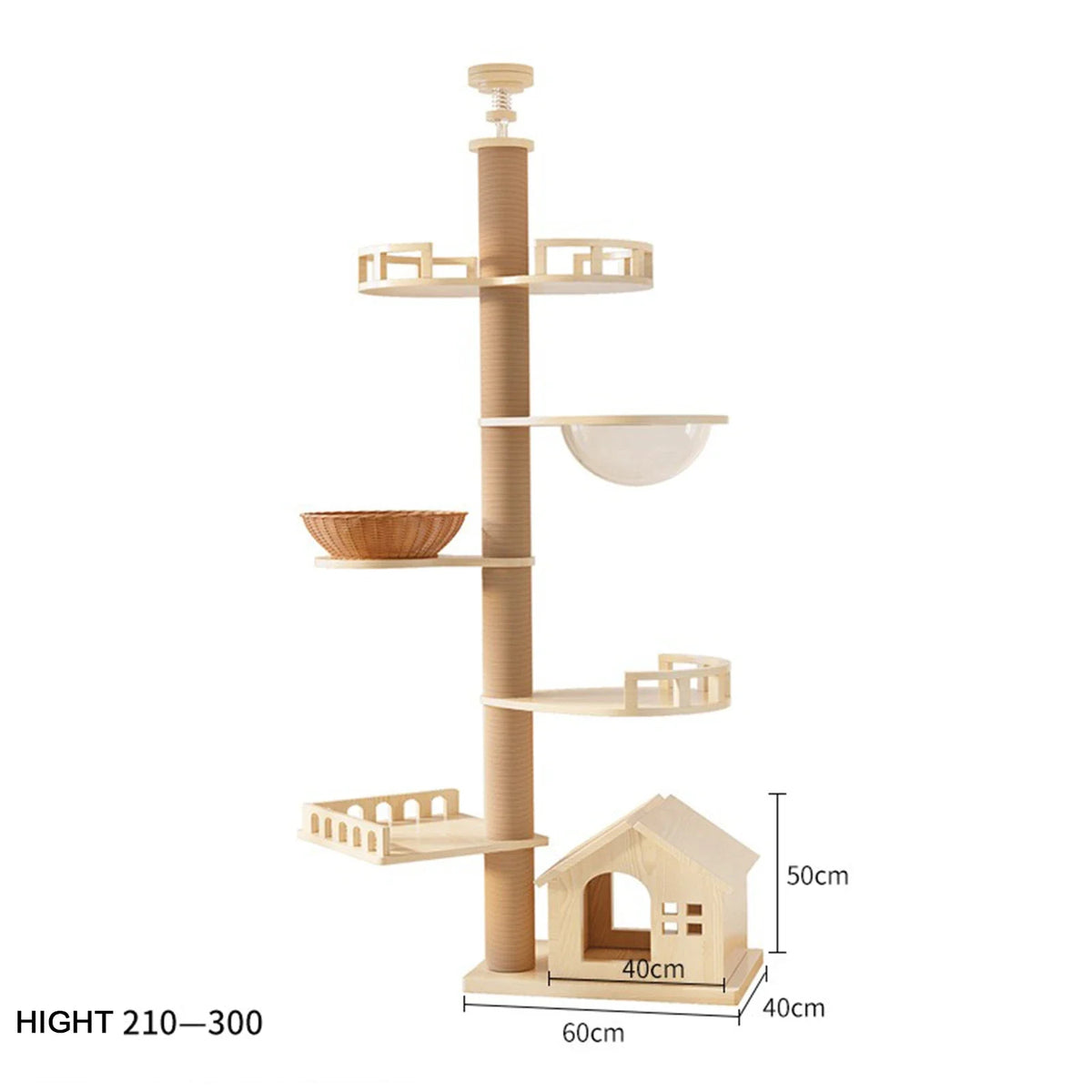 MC THE BLACK DIAMOND YXT Cat Tree with cat nest and perch, multi-level floor-to-ceiling tower for cats to scratch, climb, and rest.