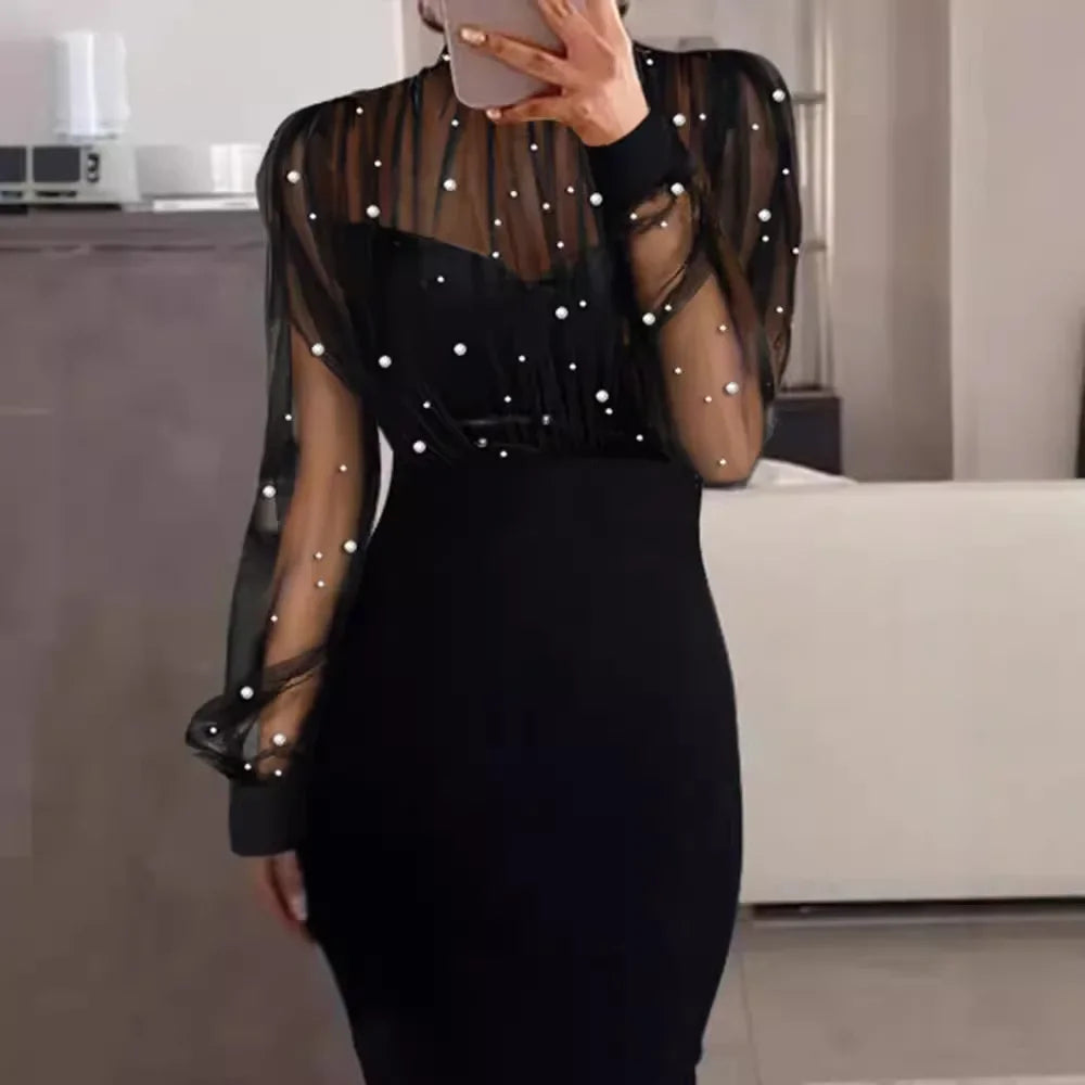 Splicing long-sleeved sheath dress by ๐๐ ๐๐๐ ๐น๐๐๐๐ ๐ป๐๐๐๐ ๏ฟฝ