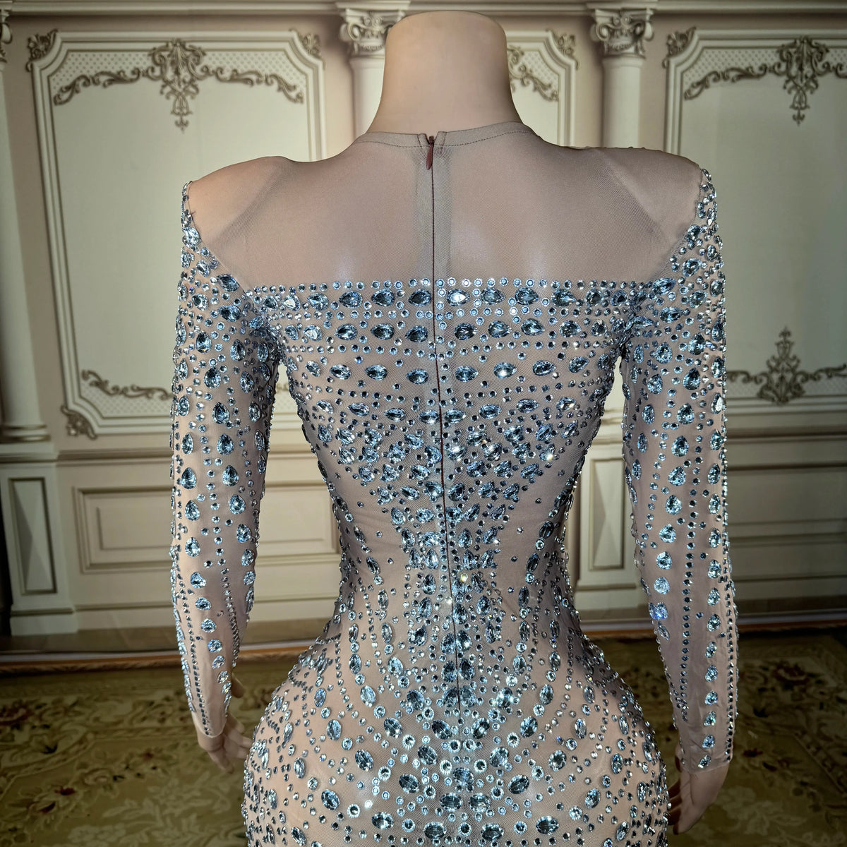 Elegant MC THE BLACK DIAMOND long dress in black with a flowing silhouette, perfect for formal occasions.