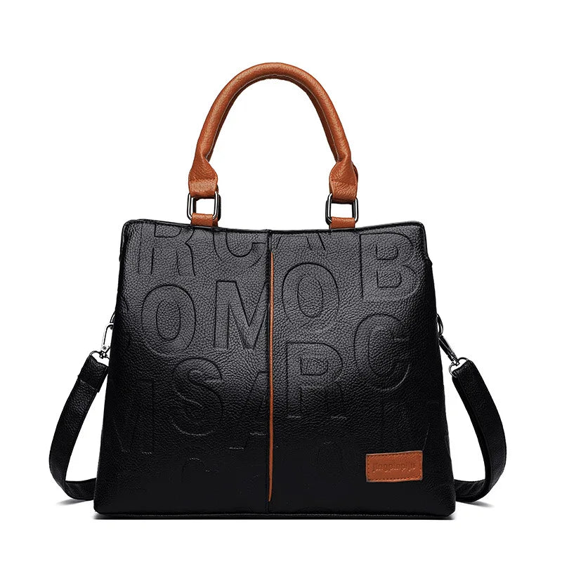MC THE BLACK DIAMOND PU leather casual crossbody bag for women with large capacity, stylish designer tote shoulder handbag.