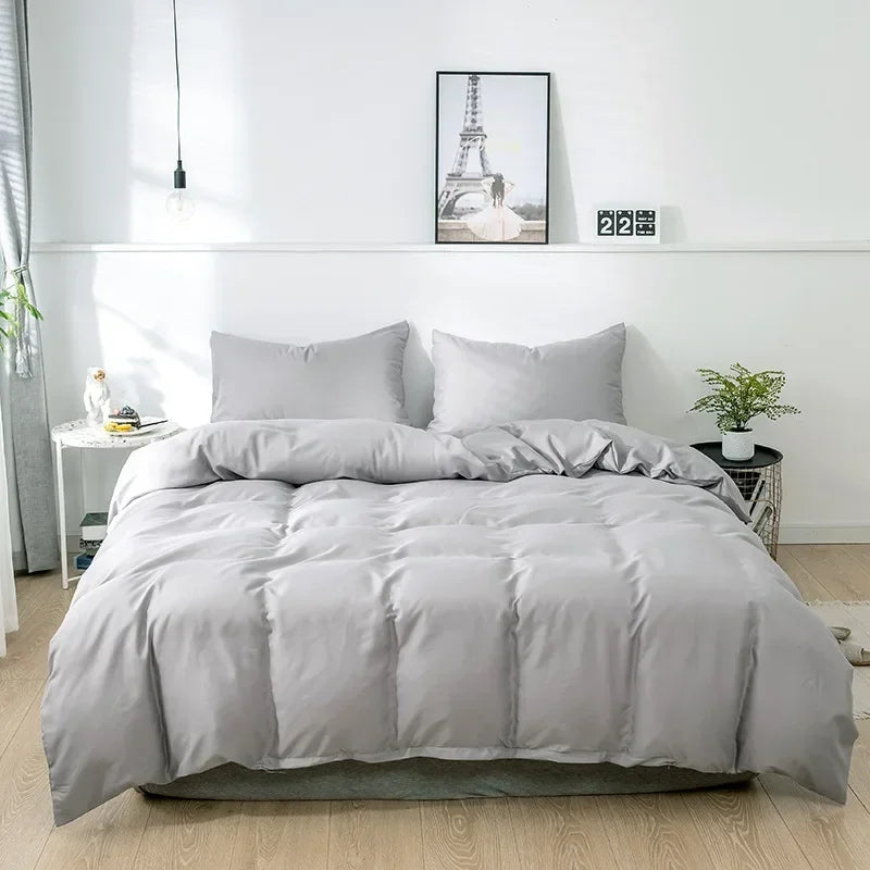 Nordic solid color sanding duvet cover from MC The Black Diamonds, soft bedsheet with a smooth, matte finish and modern design.
