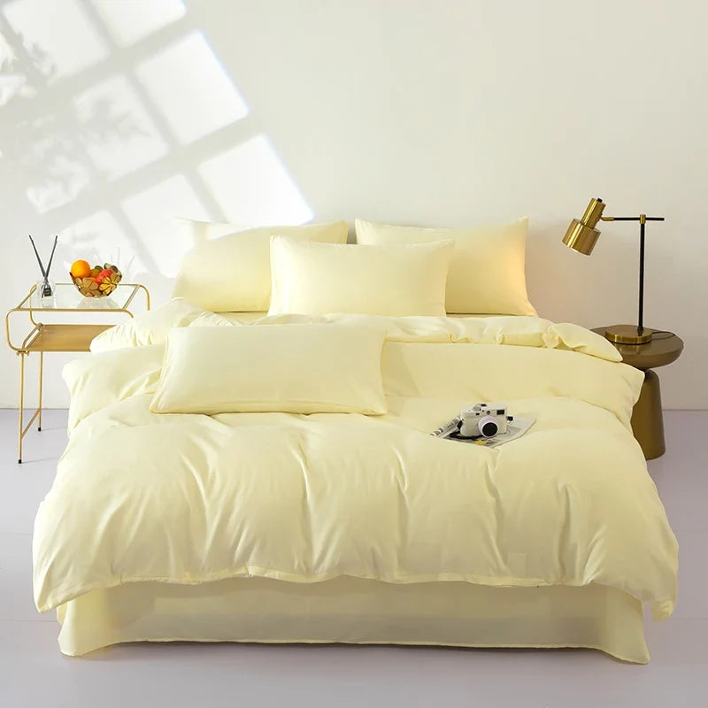 Black bedsheets from Mc The Black Diamonds bedding solid color sheet set, showing smooth fabric and neatly folded bedsheets.