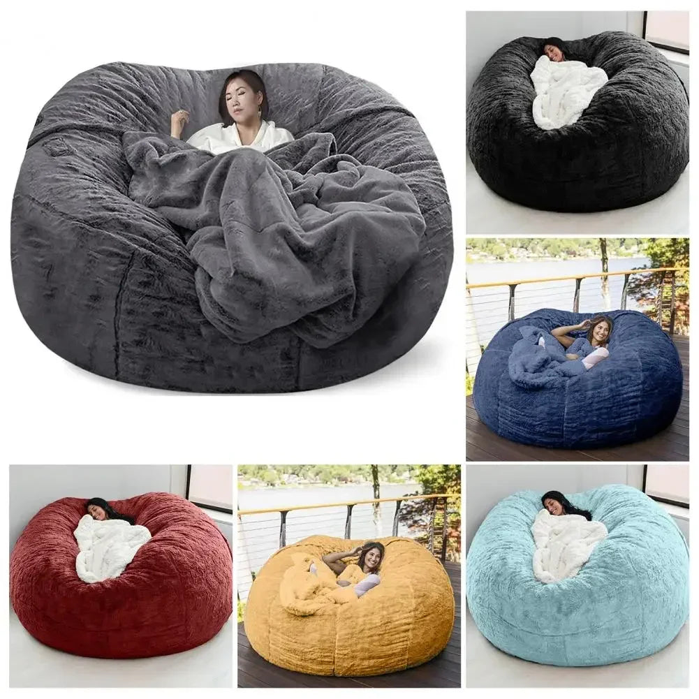 MC THE BLACK DIAMOND oversized bean bag chair cover, durable black fabric for comfortable lounge seating.