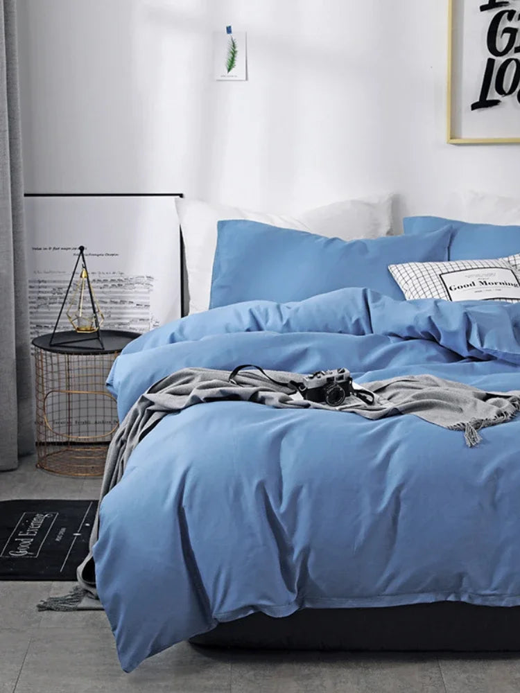 Nordic solid color sanding duvet cover from MC The Black Diamonds, featuring a smooth, soft bedsheet with a minimalist design.