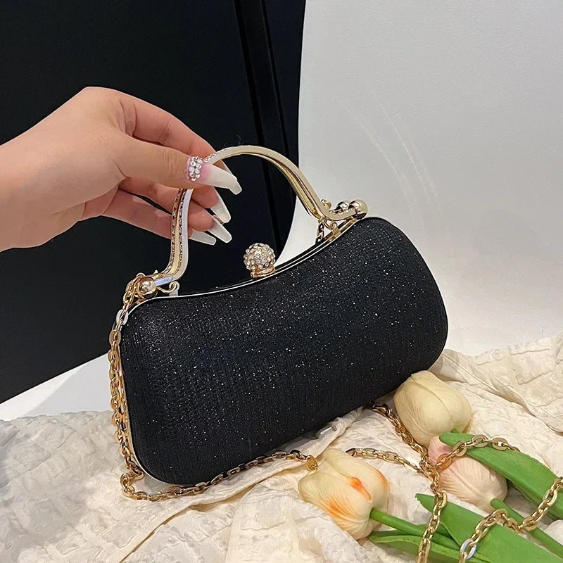 MC The Black Diamond chain evening shoulder bag for women, stylish hand bag with elegant design, ideal for dinner and evening events.