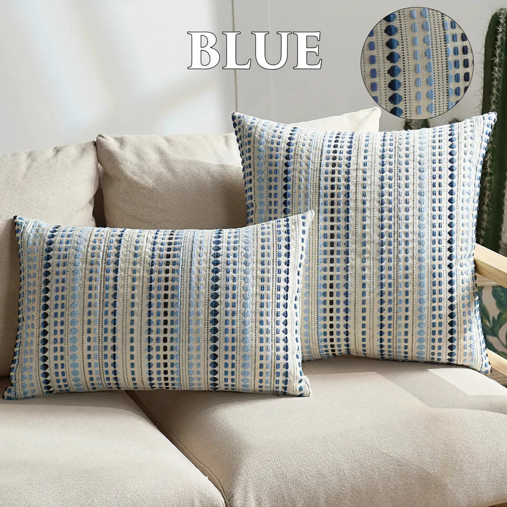 Nordic striped dots woven cushion cover by MC THE BLACK DIAMOND, cotton and linen geometric throw pillowcase for sofa decor