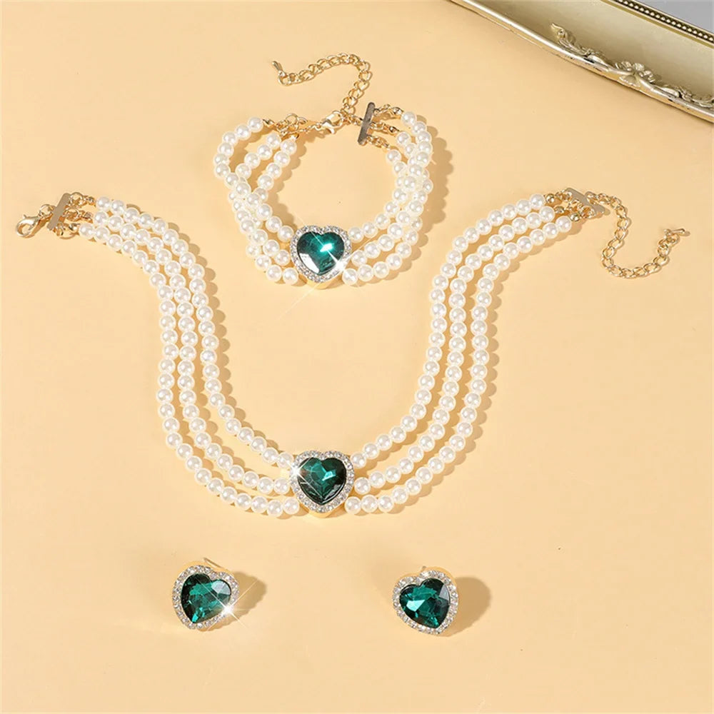 Elegant bridal jewelry set featuring versatile necklace and earrings by MC THE BLACK DIAMOND, displayed on a white background.