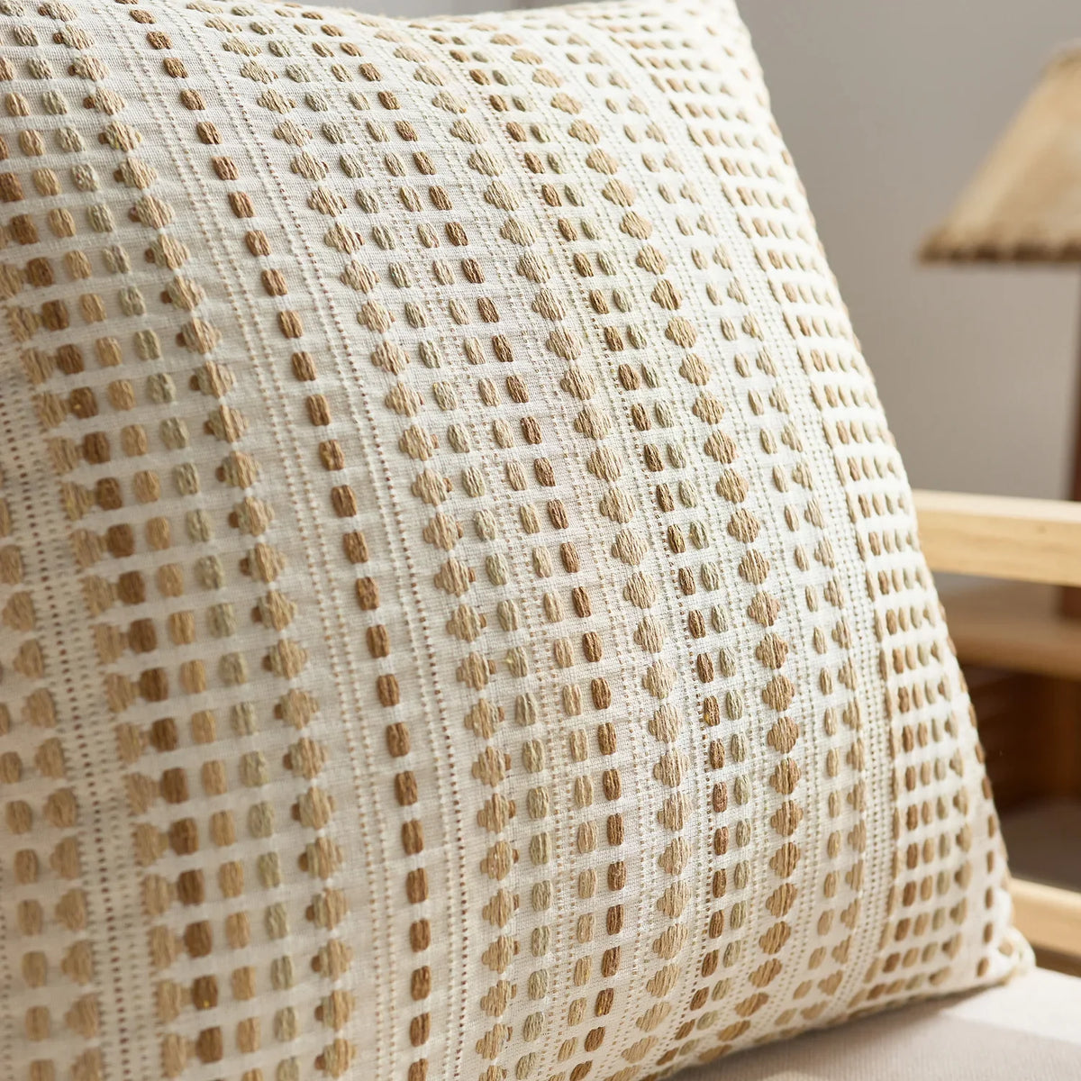 Nordic striped dots woven cushion cover in cotton and linen, decorative throw pillowcase for sofa by MC THE BLACK DIAMOND