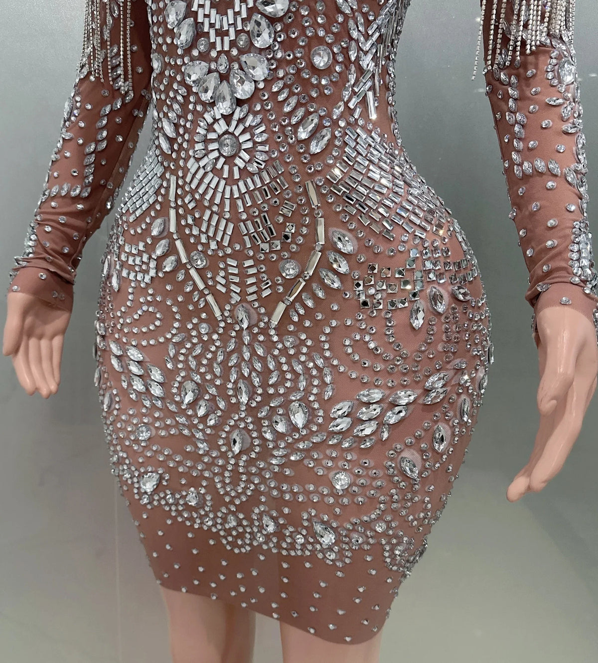 MC THE BLACK DIAMOND Sheath Mini Dress Flashing Luxury Dress, form-fitting black dress with sleek design and elegant style.