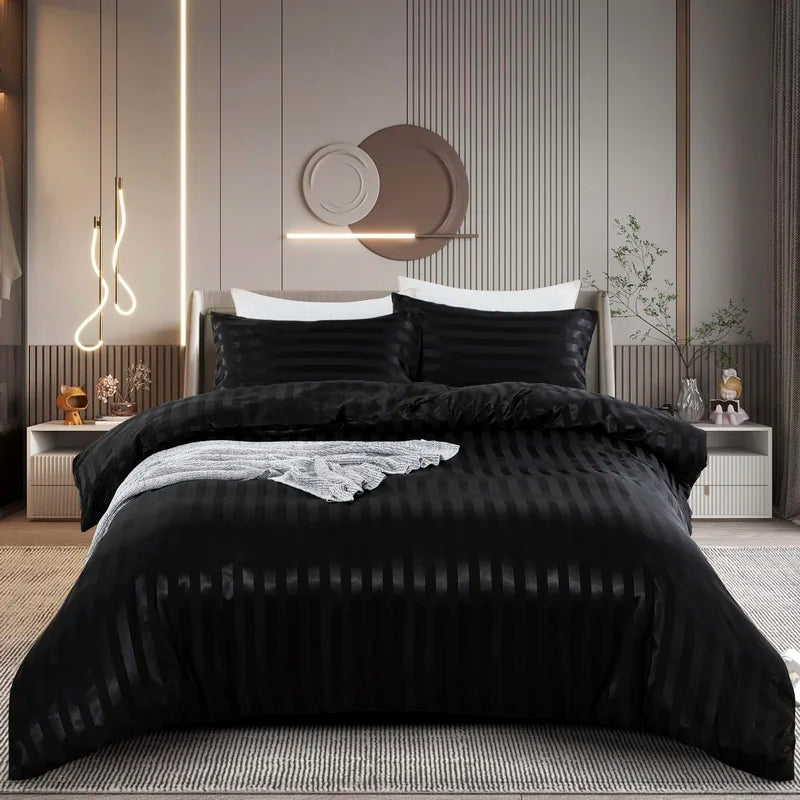 Luxury satin striped duvet cover set by 𝕄𝕔 𝕋𝕙𝕖 𝔹𝕝𝕒𝕔𝕜 𝔻𝕚𝕒𝕞𝕠𝕟�