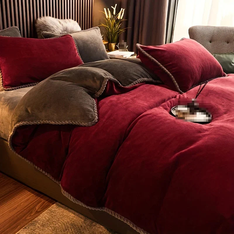 Modern style double-sided milk velvet winter duvet cover by MC The Black Diamonds, showcasing soft, luxurious fabric and elegant design.