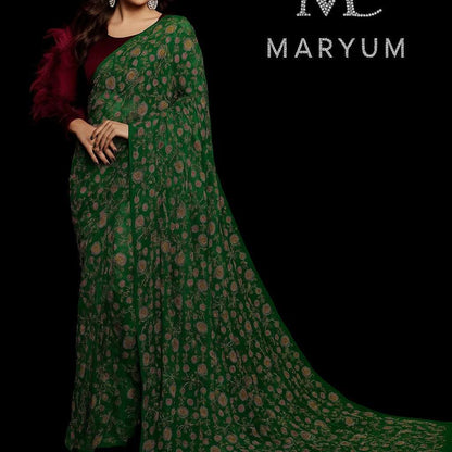 Emerald green chiffon fabric by MC THE BLACK DIAMOND, 4 meters of lightweight, sheer chiffon material for sewing and crafting.