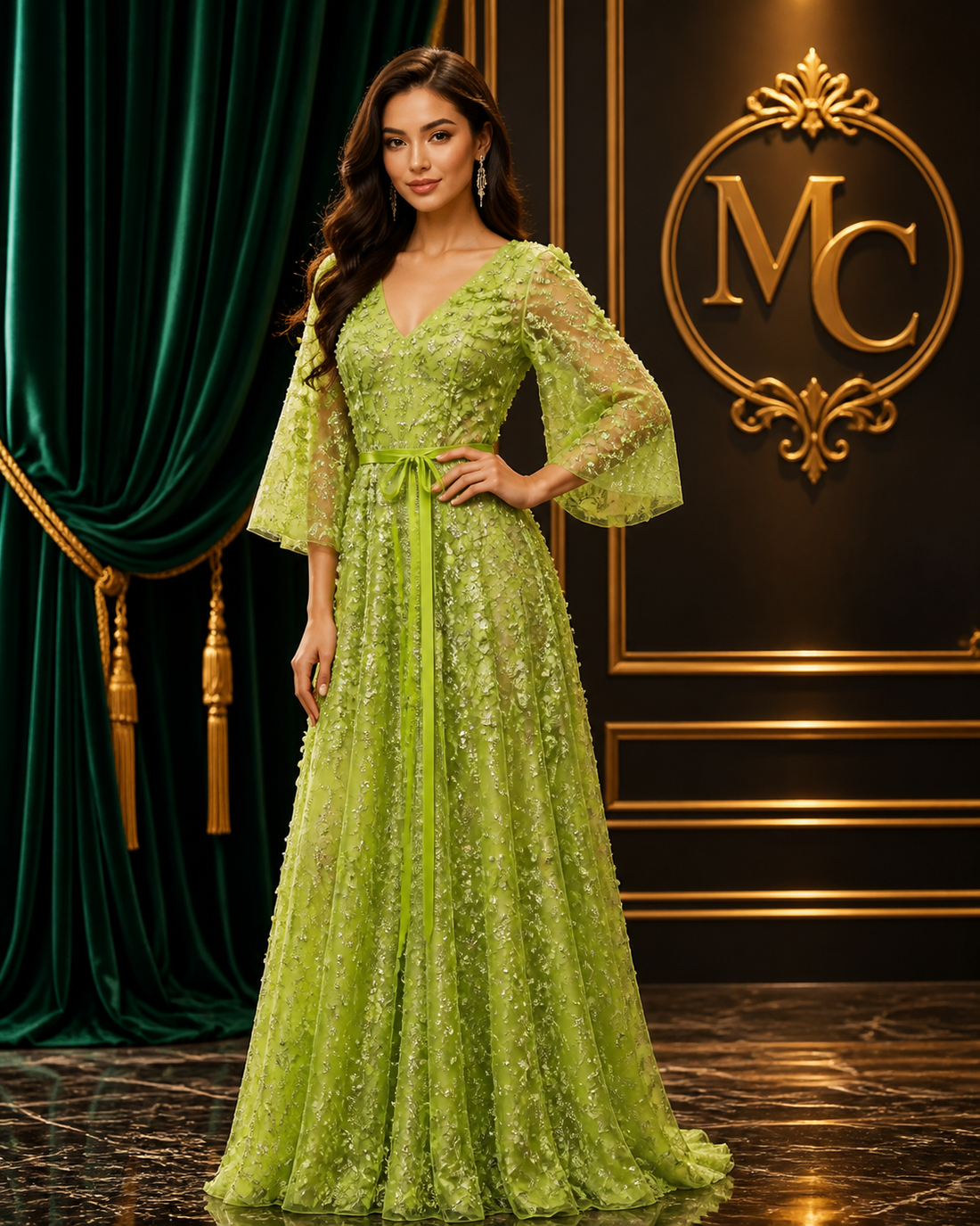 Elegant Dubai luxury dress by MC THE BLACK DIAMOND, showcasing intricate design and high-quality fabric.