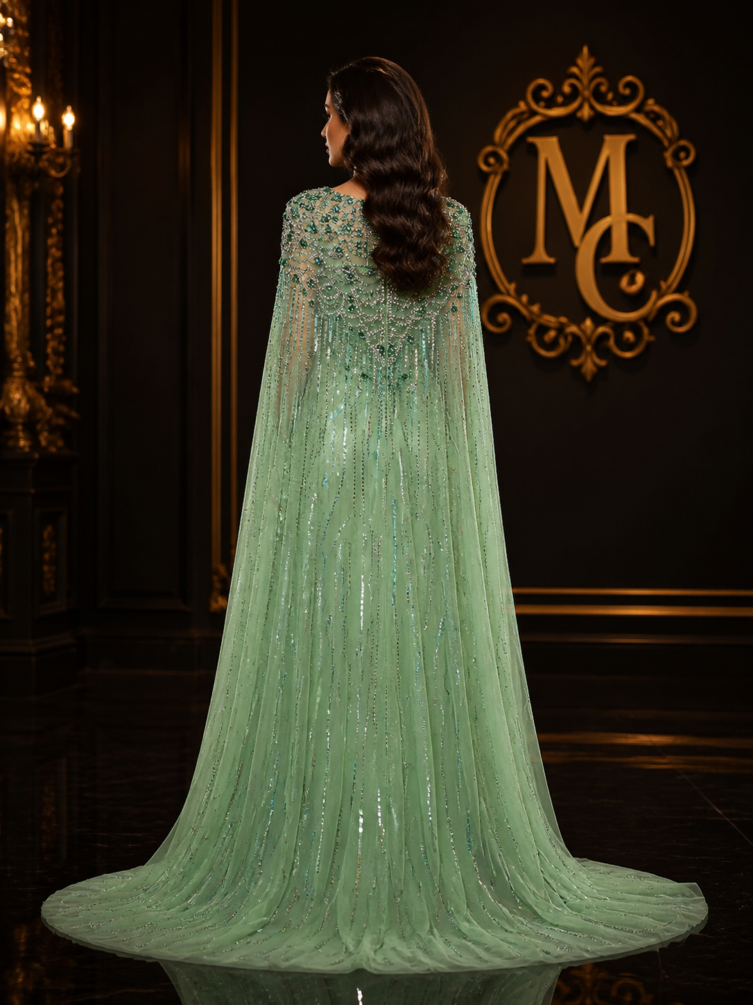 Luxury Dubai Sage Gree Women Dress by MC THE BLACK DIAMOND, featuring elegant fabric and stylish design.