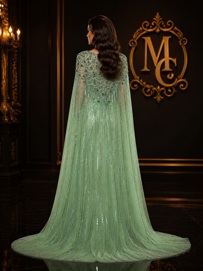 Luxury Dubai Sage Gree Women Dress by MC THE BLACK DIAMOND, featuring elegant fabric and stylish design.