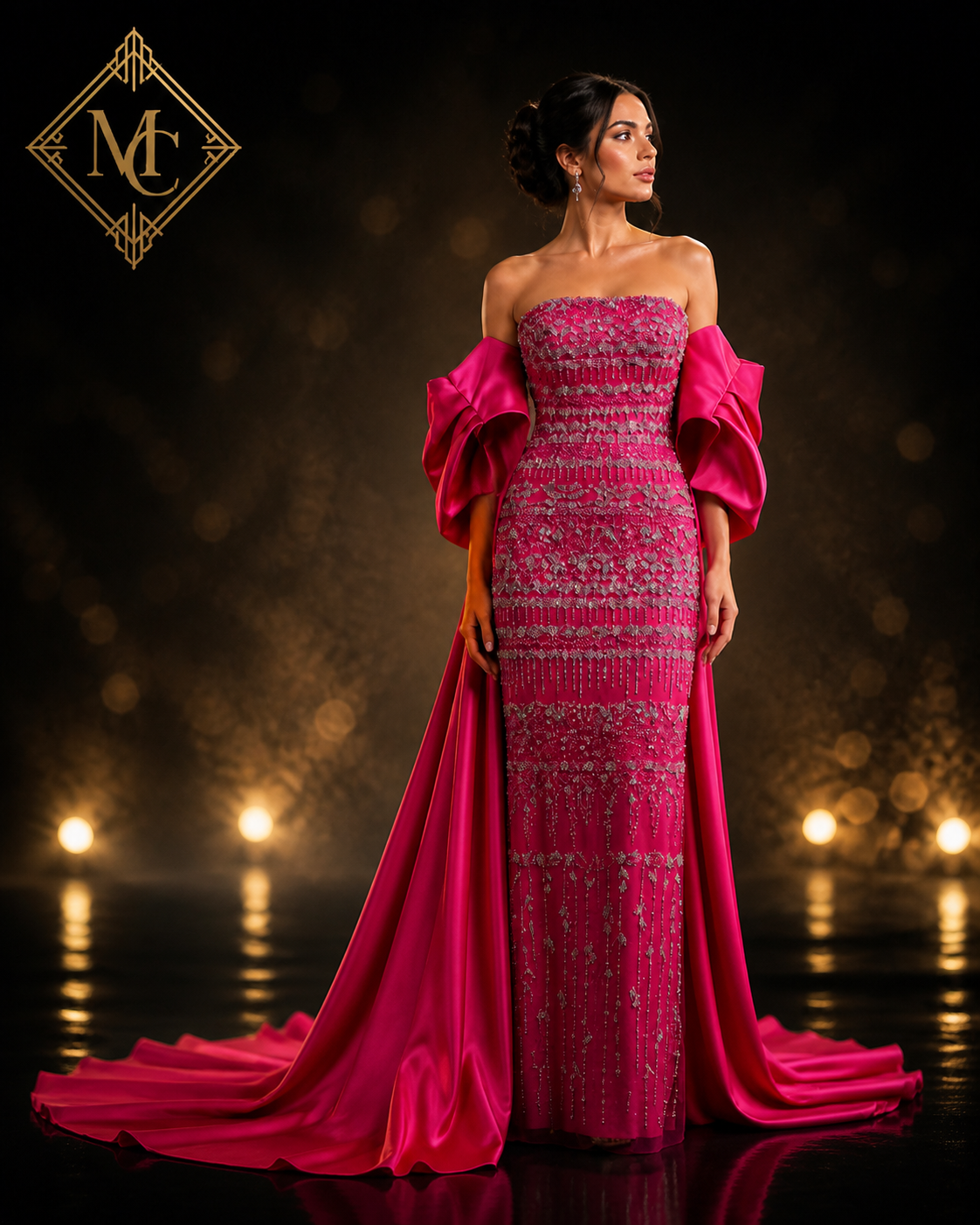 Sage green MC THE BLACK DIAMOND evening dress by MC BRAND, featuring elegant fabric and stylish design for formal occasions.
