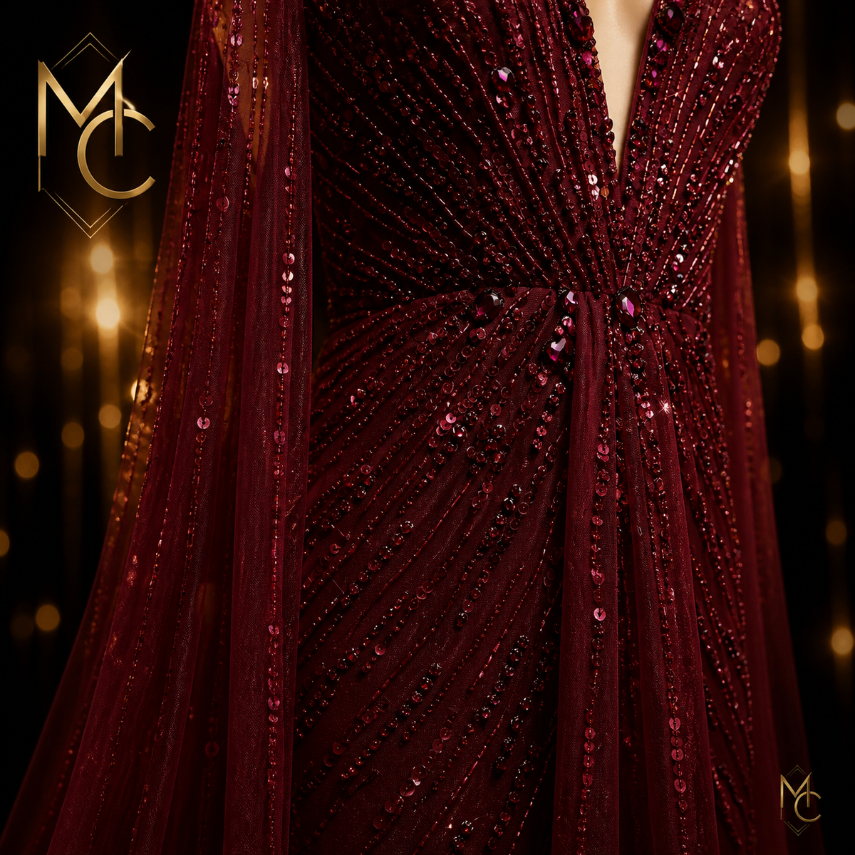 Luxury Dubai Sage Green Women’s dress by MC THE BLACK DIAMOND, featuring elegant design and flowing fabric.