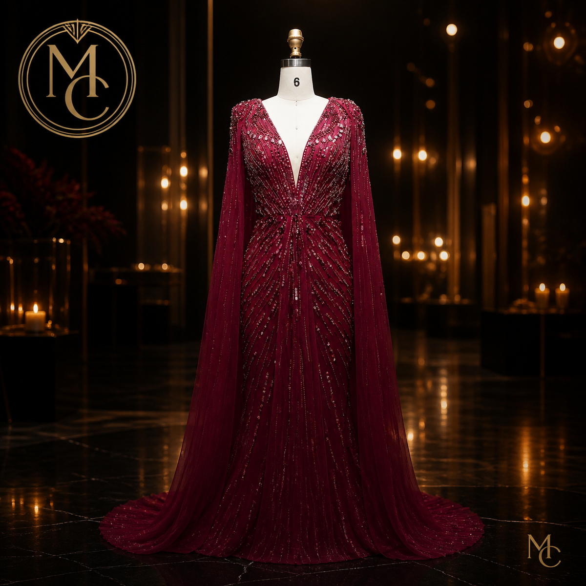 Luxury Dubai Sage Green women’s dress by MC THE BLACK DIAMOND, featuring elegant design and flowing fabric.