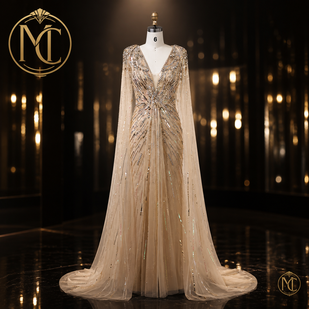 Luxury Dubai Sage Gree women’s dress by MC THE BLACK DIAMOND, featuring elegant fabric and stylish design.