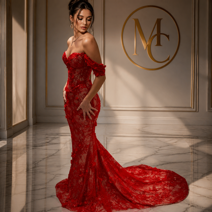 MC THE BLACK DIAMOND sweetheart long sleeve prom dress with side slit in elegant black fabric, perfect for formal events.