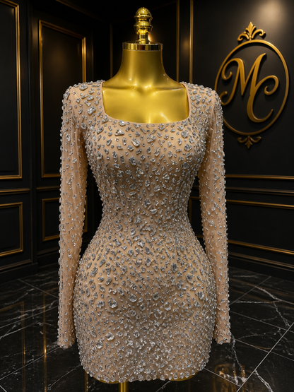 MC THE BLACK DIAMOND sparkling diamond party short dress with elegant design and fitted silhouette, perfect for special occasions.