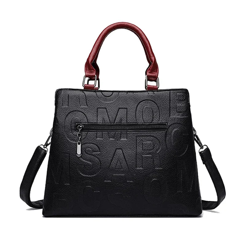 MC THE BLACK DIAMOND PU leather casual crossbody bag for women, large capacity travel tote with shoulder strap, elegant designer style.