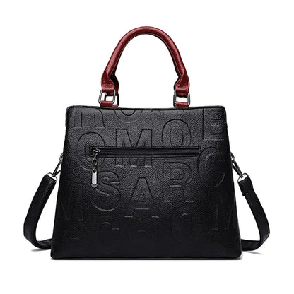 MC THE BLACK DIAMOND PU leather casual crossbody bag for women, large capacity travel tote with shoulder strap, elegant designer style.