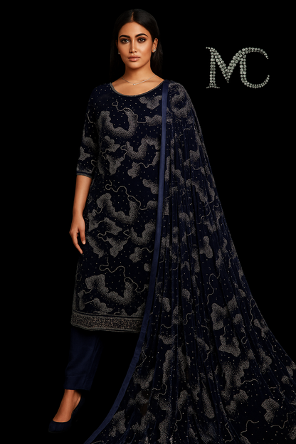 Luxurious MC THE BLACK DIAMOND velvet fabric with a soft, rich texture, showcasing high-quality fabric material.