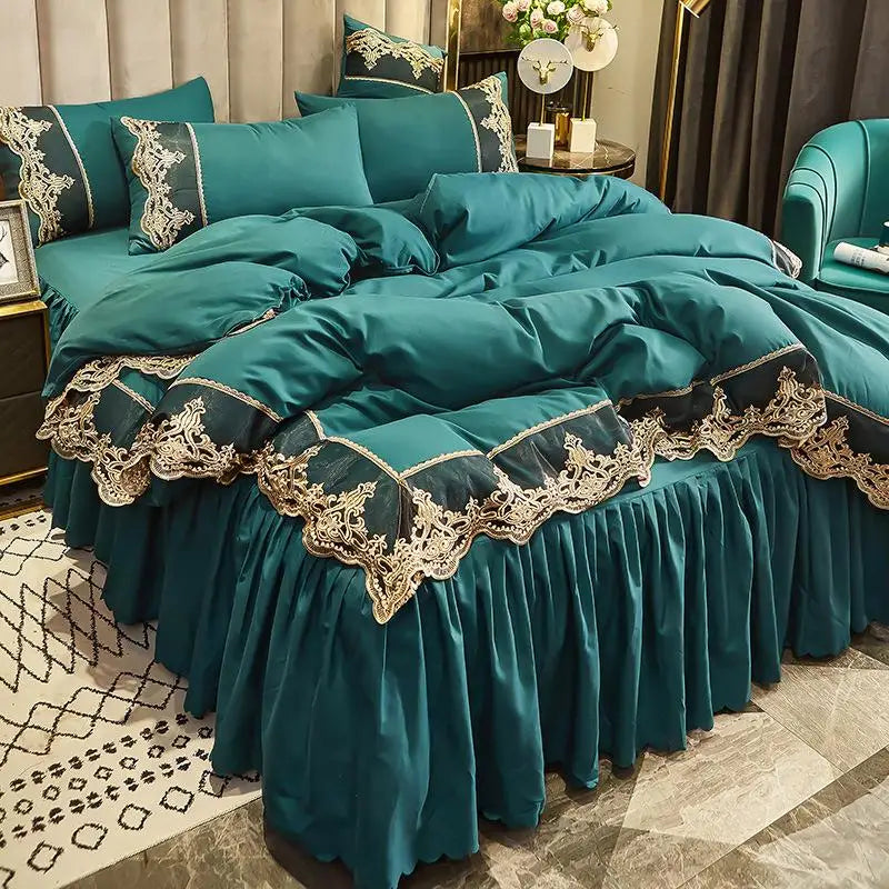 European-style summer ice rayon bed skirt from MC THE BLACK DIAMOND, featuring a flowing, lightweight fabric for elegant bedroom decor.