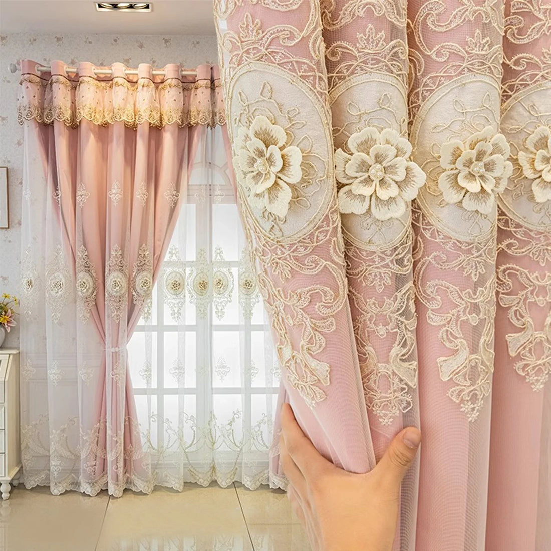 Pink chenille curtains by 𝕄𝕮 𝕋𝕙𝕖 𝔹𝕝𝕒𝕔𝕜 𝔻𝕚𝕒𝕞𝕠𝕟𝕕