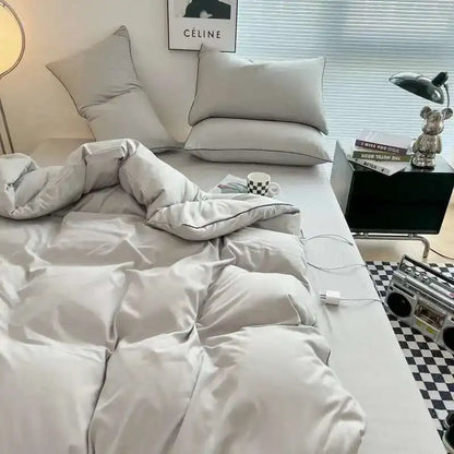 Black bedding set with minimalist queen/king size quilt and bedsheets from 𝕄𝕔 𝕋𝕙𝕖 𝔹𝕝𝕒𝕔𝕜 𝔻𝕚𝕒𝕞