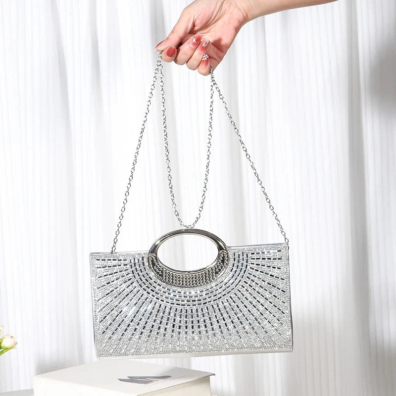 Elegant rhinestone sequin women&
