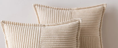 Boho striped pillow cover from MC The Black Diamonds, decorative cushion for sofa, featuring colorful woven stripes and textured fabric.