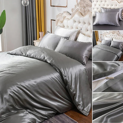 Soft silky textured comforter cover set from MC The Black Diamonds, featuring a smooth, luxurious bedsheet with a stylish design.