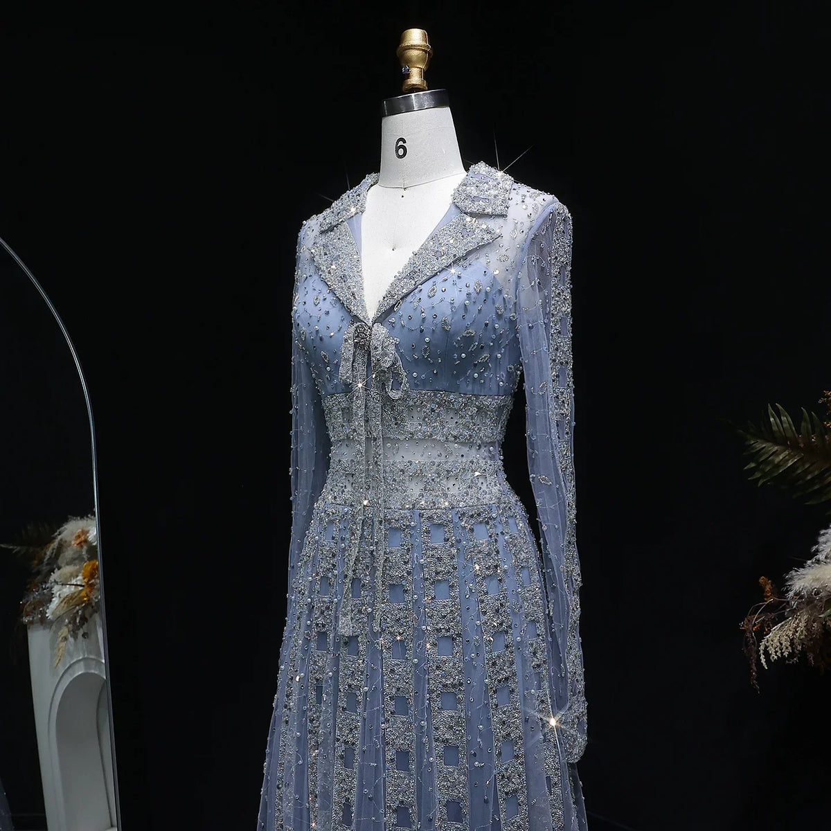 MC THE BLACK DIAMOND long sleeve formal evening dress featuring elegant design and sophisticated style.