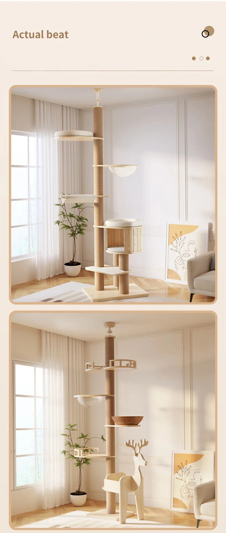 MC THE BLACK DIAMOND YXT Cat Tree with Cat Nest and Perch, multi-level floor-to-ceiling tower for cats with scratching posts.