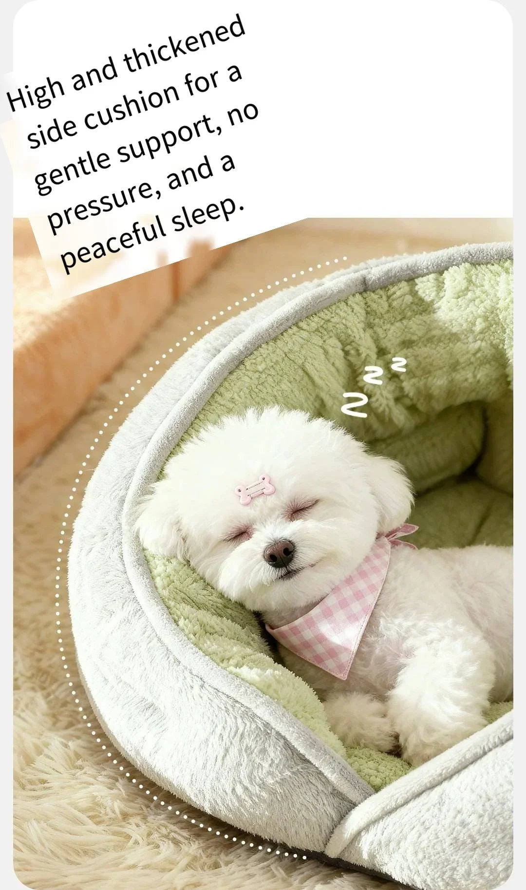 Small dog bed by MC THE BLACK DIAMOND, thickened winter warm security pet bed with teddy bear design for all-season comfort.