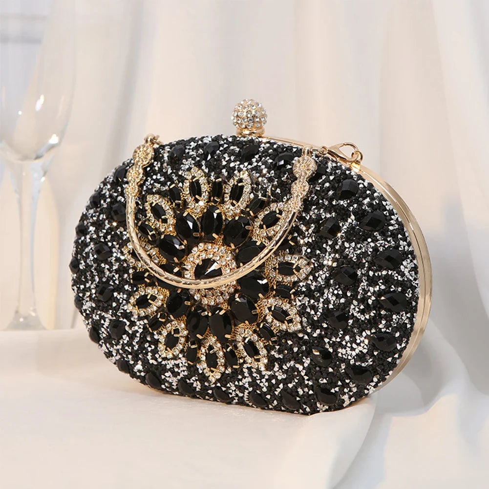 Luxury diamond clutch evening bag by MC THE BLACK DIAMOND, featuring a stylish scarf design with sparkling diamond accents.