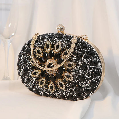 Luxury diamond clutch evening bag by MC THE BLACK DIAMOND, featuring a stylish scarf design with sparkling diamond accents.