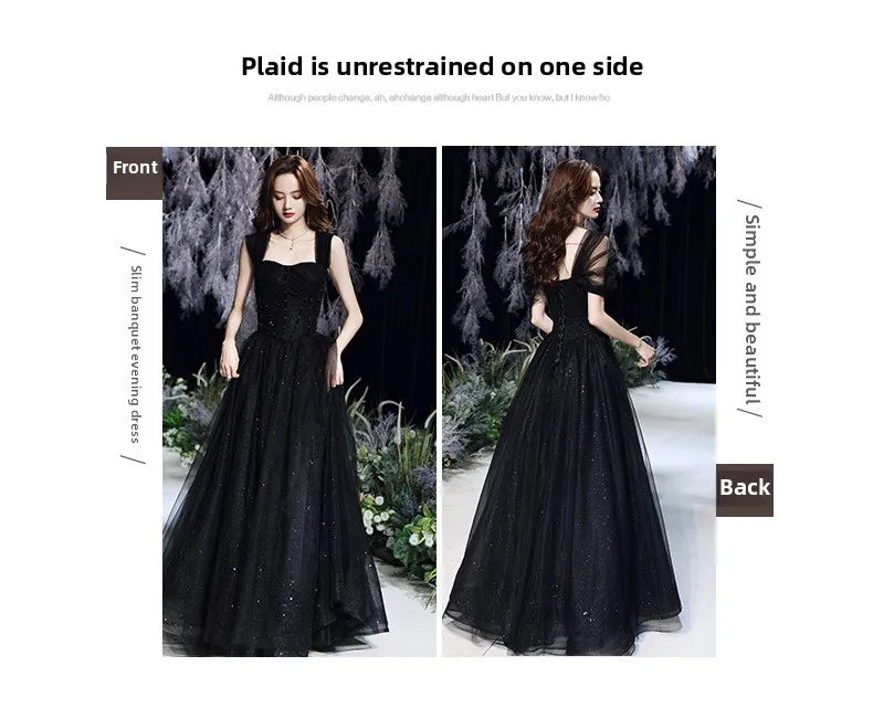 Elegant black evening dress for women by MC THE BLACK DIAMOND, featuring a stylish and sophisticated design.