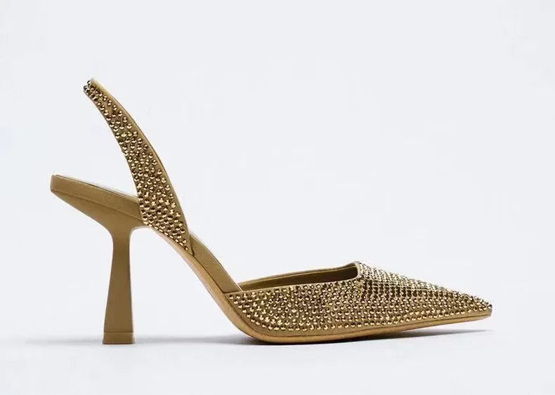 Women’s fashion crystal buckle slingback high heels from 𝕄𝕔 𝕋𝕙𝕖 𝔹𝕝𝕒𝕔𝕜 𝔻𝕚𝕒𝕞𝕠�