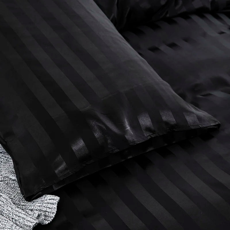 Luxury ivory white satin striped duvet cover set by 𝕄𝕔 𝕋𝕙𝕖 𝔹𝕝𝕒𝕔𝕜 𝔻𝕚𝕒𝕞𝕠�
