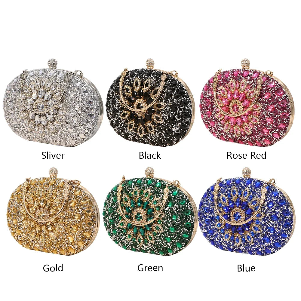 Luxury diamond clutch evening bag by MC THE BLACK DIAMOND, featuring a stylish scarf design with sparkling details.