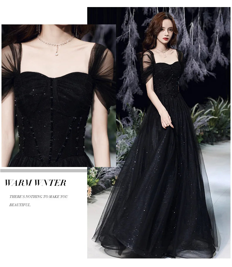Elegant black evening dress for women by MC THE BLACK DIAMOND, featuring a stylish and sophisticated design.