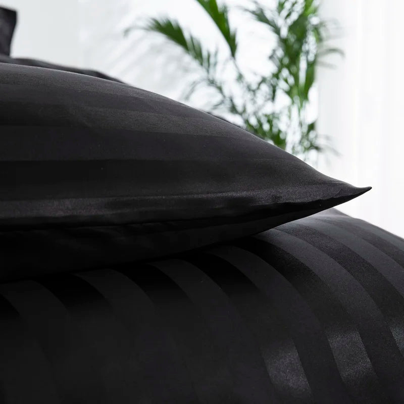 Luxury satin striped duvet cover set by 𝕄𝕔 𝕋𝕙𝕖 𝔹𝕝𝕒𝕔𝕜 𝔻𝕚𝕒𝕞𝕠𝕟�