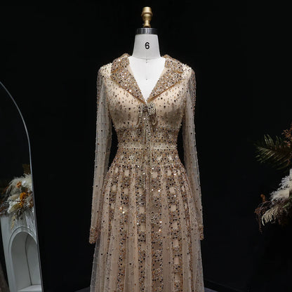 Elegant MC THE BLACK DIAMOND MC long sleeve formal evening dress with a sleek design and sophisticated fit.