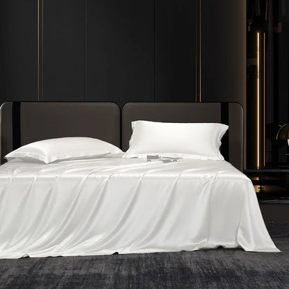 Solid silk bedding set with duvet cover, fitted sheet, pillowcases, and bedspreads from 𝕄𝕔 𝕋𝕙𝕖 𝔹𝕝𝕒𝕔𝕜 𝔻𝕚�