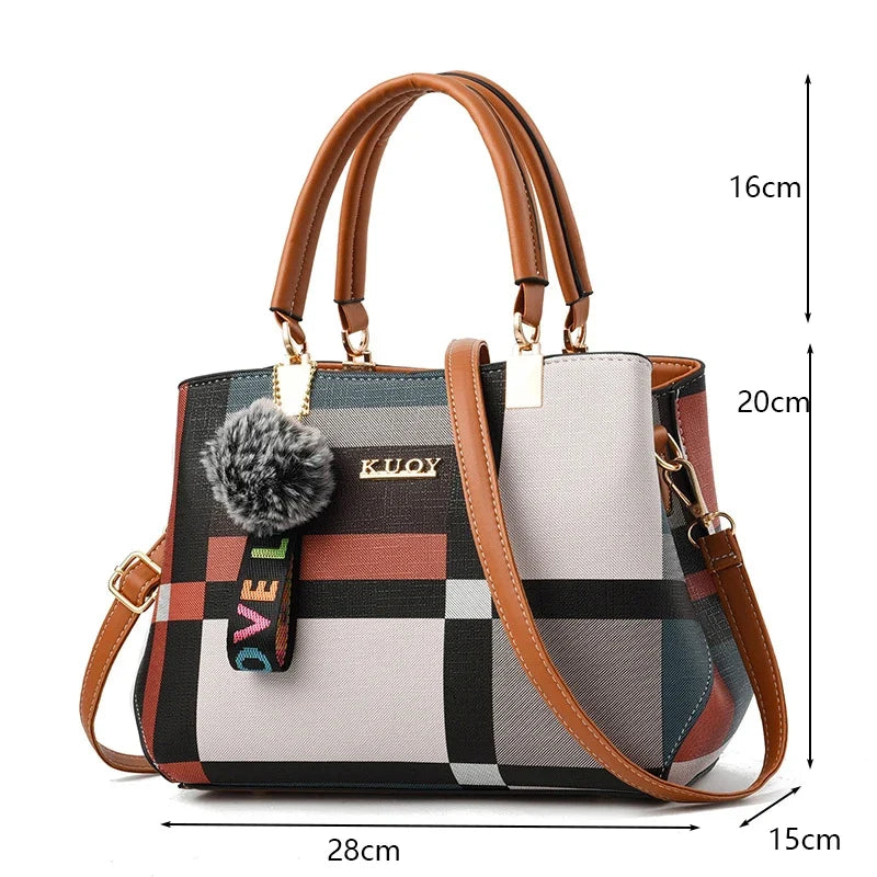 MC THE BLACK DIAMOND PU leather casual crossbody bag for women, large capacity designer tote with shoulder strap, travel-friendly.